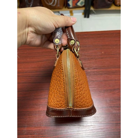 Handmade thickened vegetable tanned leather classic shell bag